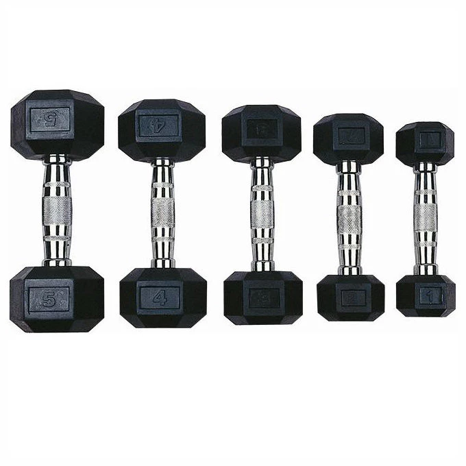 Kit Halter Sextavado Cromado com Cabeça de Borracha 1Kg a 10Kg Com Suporte