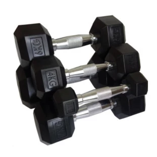Kit Halteres Sextavados Vulcanizados 1Kg a 10kg Sem Suporte
